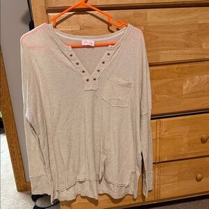 Pink Rose Light Beige Long Sleeve Top